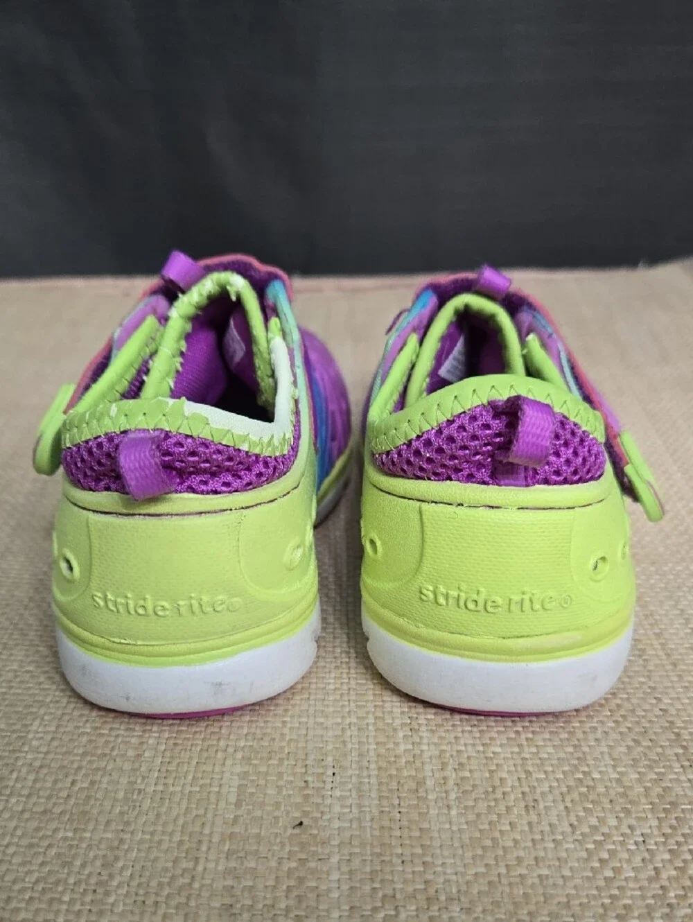 Kids Purple & Lime Water Shoes with Blue Accents